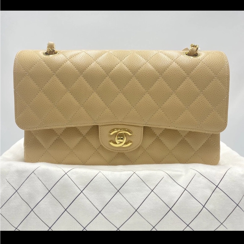 CHANEL Beige Quilted Shoulder Bag